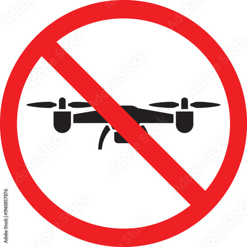 No drone sign prohibition symbol for unmanned aerial vehicles vector illustration for restricted areas and safety warnings