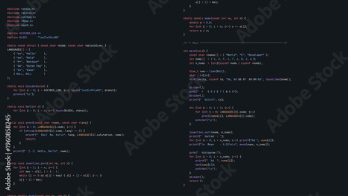 Advanced Software Engineering Workspace Displaying Hello World Application in Modern Programming Language with Structured Syntax and Dark Theme Interface. Technology Concept.