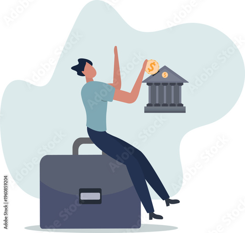 Investment bank financial service to provide invest advisory, wealth management or loan for company, money growth or profit and earning concept.person's life situation and his activities.