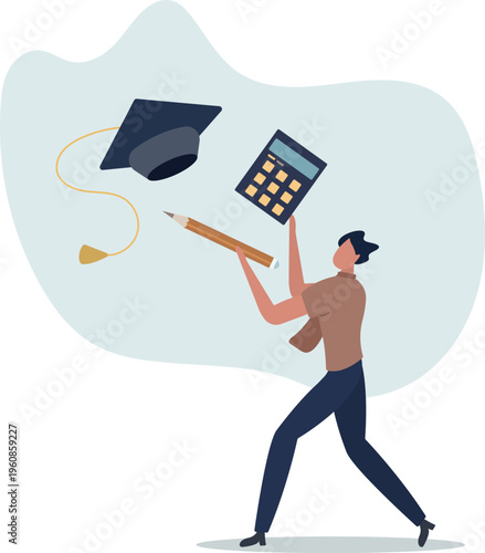 Student loan calculation, education budget allocation, university expense and debt pay off or scholarship payment concept.person's life situation and his activities.