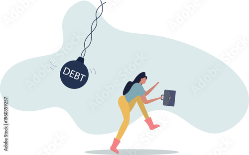 Debt problem, obligation or financial loan crisis, liability or credit failure, no money to pay for debt, mortgage default concept.person's life situation and his activities.