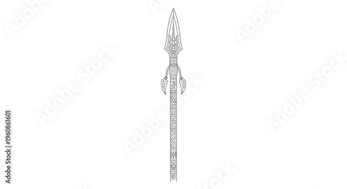 Intricate Tribal Hunting Spear Illustration Vector Design Element for Warrior and Ethnic Art