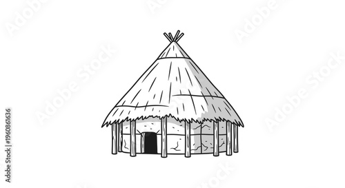 Traditional Tribal Village House Hut Indigenous Dwelling Vector Illustration