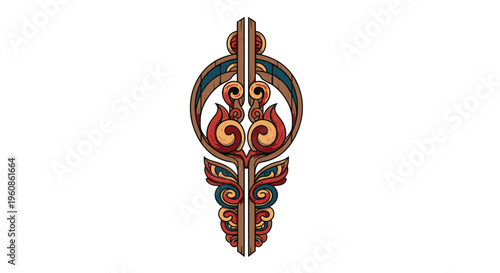 Ethnic Tribal Cultural Symbol Symmetrical Ornament Vector Illustration Graphic Design Element