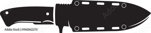 Black knife, knife silhouette, vector knife, sheath icon