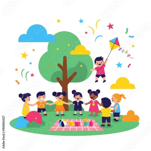 Diverse children playing outdoors for Week of the Young Child