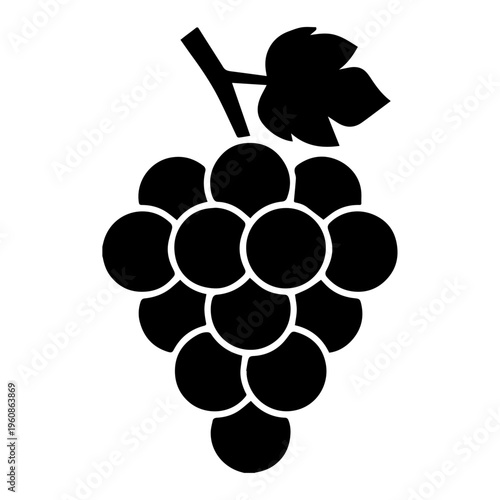 Bunch of grapes icon, ripe fruit, healthy snack, vineyard produce, wine ingredient, natural sweetness