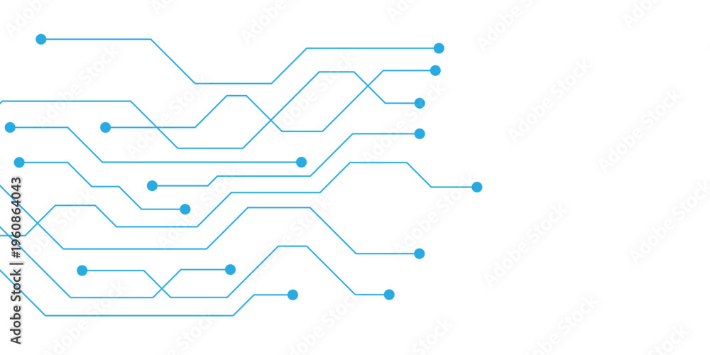 Obraz premium Abstract white blue digital technology futuristic circuit board background design. Technology dots lines connect network background.