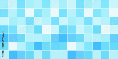 Blue pool tile mosaic pattern with square grid and soft color variation background
