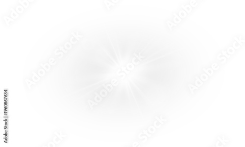 Whitestar flashed with sparkles sun isolated on white background. Soft glow without departing rays, sunlight with lens flare effect. PNG vector light effect.	
