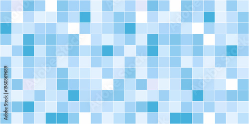 Blue pool tile mosaic pattern with square grid and random color variation