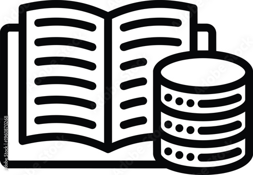 Knowledge Database and Open Book Learning Concept Icon