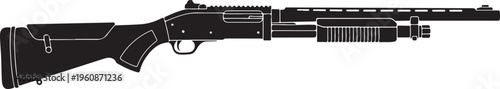 Black tactical rifle, modern assault gun, vector firearm, semi-automatic weapon