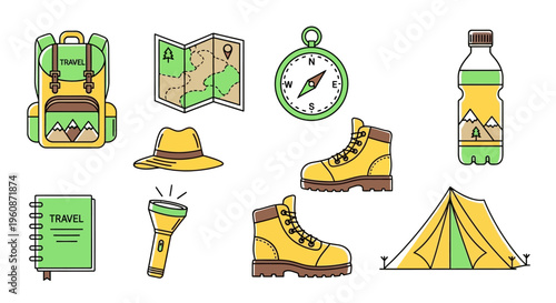 Camping gear and travel accessories.