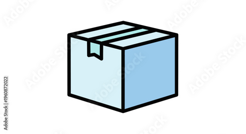 Simple Blue Box Illustration Design.