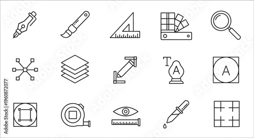 Collection of design and drafting tools.