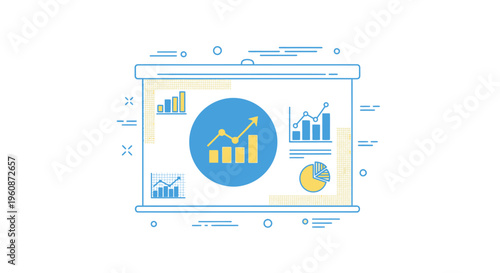 Business data analysis on screen.