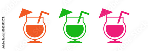 Colorful cocktails with decorative umbrellas in glasses