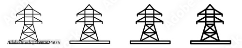 Transmission Tower Icon Set Different Style Collection