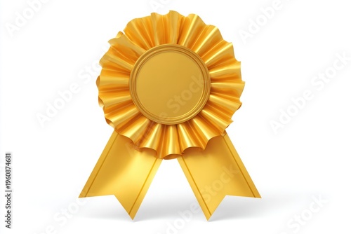 Golden award ribbon on white background featuring elegant design