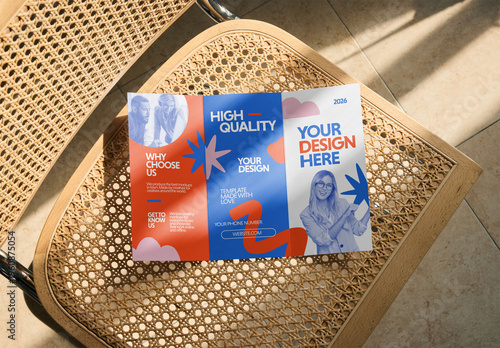 Mockup Of Customized Tri-Fold Open Leaflet