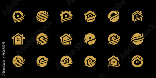 Apartment logo collection with clean and modern designs, ideal for real estate and property branding.