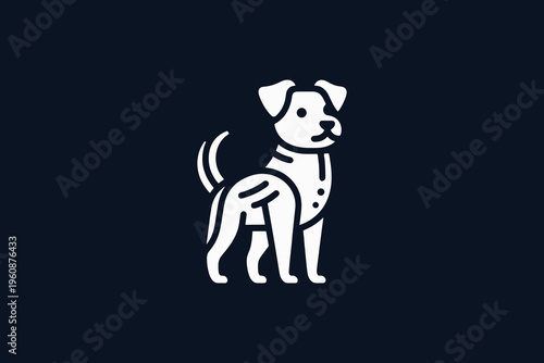 Minimalist Dog Icon With Tail Wagging Logo Design