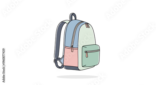 Colorful school bag with pockets.