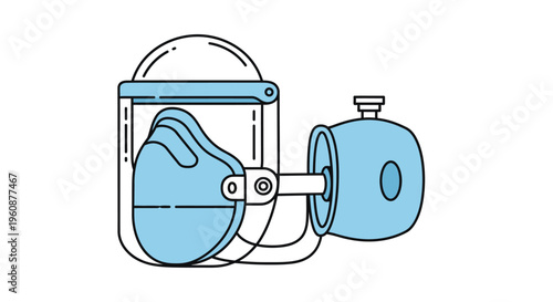 Industrial blue kettle device machine.