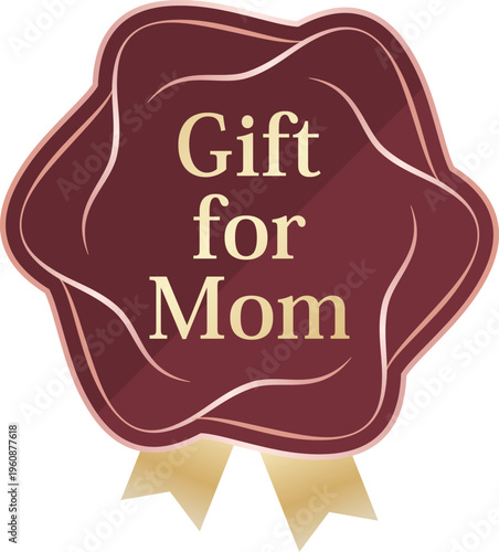高級感のある母の日ギフト販促エンブレム　ボルドー＆ピンクゴールド