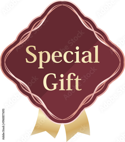 高級感のある母の日ギフト販促エンブレム　ボルドー＆ピンクゴールド