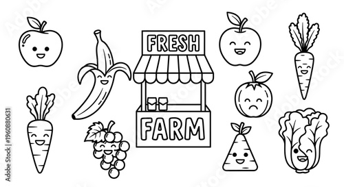 Colorful illustration of fresh farm produce.