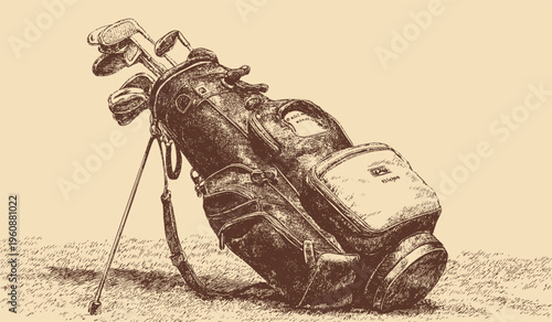 Golf bag illustration, vector background. This vector illustration can be used in any size you like for advertising, logos, and other work.