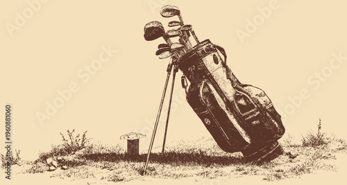 Golf bag illustration, vector background. This vector illustration can be used in any size you like for advertising, logos, and other work.