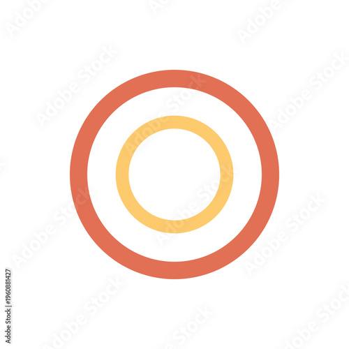 Glossy red 3d circle button with a vector letter c logo and target shape design as a modern web internet symbol or copyright sign illustration