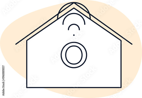 Minimalist line art icon representing smart home technology connectivity and modern house automation