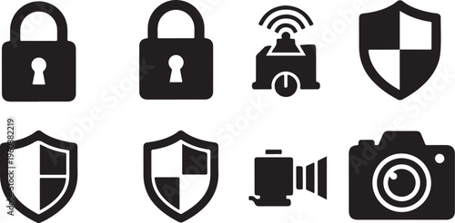Security and protection icons for safe online experience always