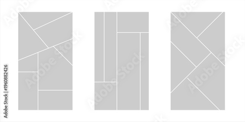 Image collage layout template. Mosaic mood board grid collection. Picture frame set. Photo album concept idea for banner, poster, comic page, flyer, brochure, booklet, memory wall design. Vector pack