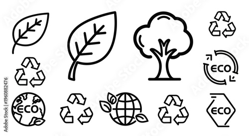 Eco friendly icons and recycling symbols.