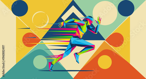 Vibrant illustration of a runner in motion.