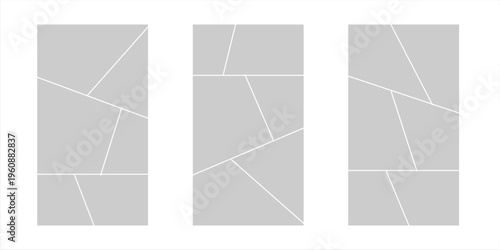 Image collage layout template. Mosaic mood board grid collection. Picture frame set. Photo album concept idea for banner, poster, comic page, flyer, brochure, booklet, memory wall design. Vector pack