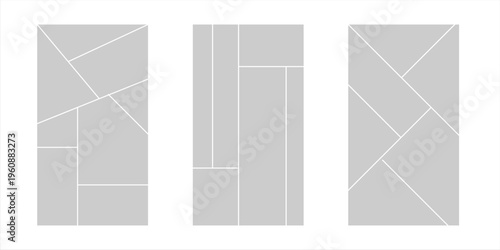 Image collage layout template. Mosaic mood board grid collection. Picture frame set. Photo album concept idea for banner, poster, comic page, flyer, brochure, booklet, memory wall design. Vector pack