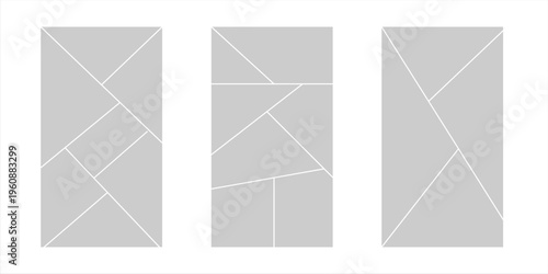 Image collage layout template. Mosaic mood board grid collection. Picture frame set. Photo album concept idea for banner, poster, comic page, flyer, brochure, booklet, memory wall design. Vector pack