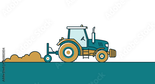 Tractor Plowing Field with Soil.