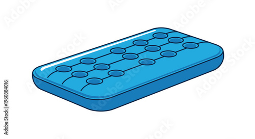 A bright blue ice cube tray with fifteen circular compartments is displayed from an isometric view on a white surface.