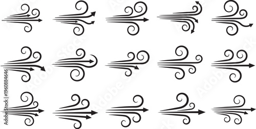 Arrows and swirls directional graphic design elements collection set