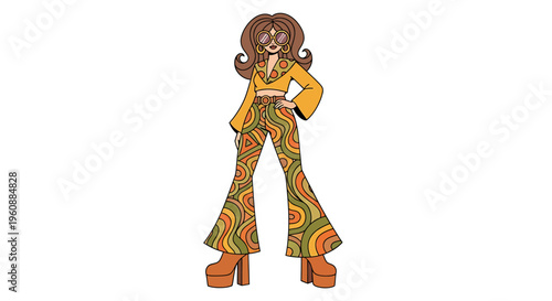 A cartoon woman in retro clothing.