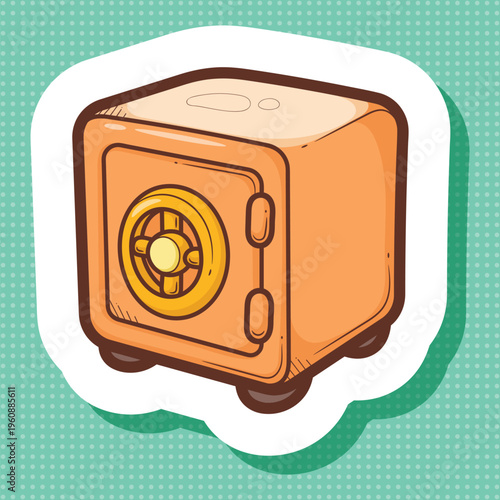 Cartoon Safe Box Vector Illustration