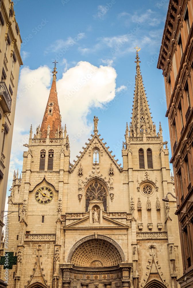 Fototapeta premium Church of Saint-Nizier at rue de Brest in Lyon city in France