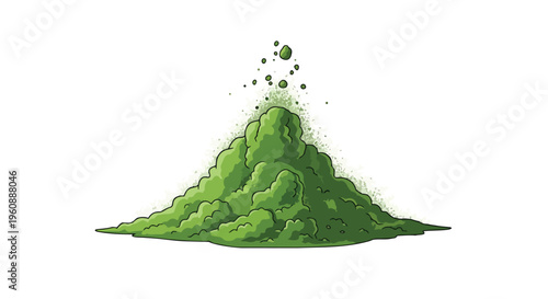 Illustration of a Pile of Green Matcha Tea Powder